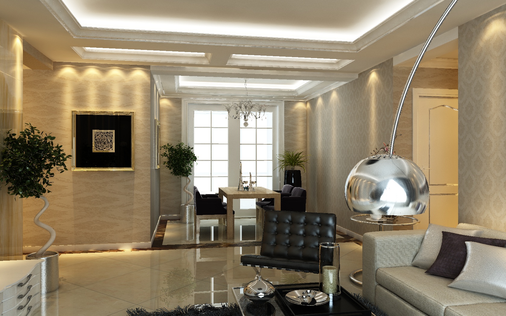 龙湖紫都城160㎡四居室客厅装修效果图 现代雅致，演绎生活美学